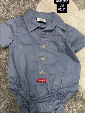 Wrangler Light Blue Short-Sleeve Button Baby Onesie